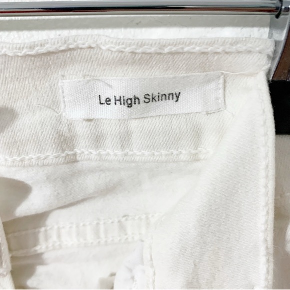 Frame Denim Blanc Jefferson Le High Skinny Distress White 🤍 Denim Jeans Holes - Picture 9 of 13